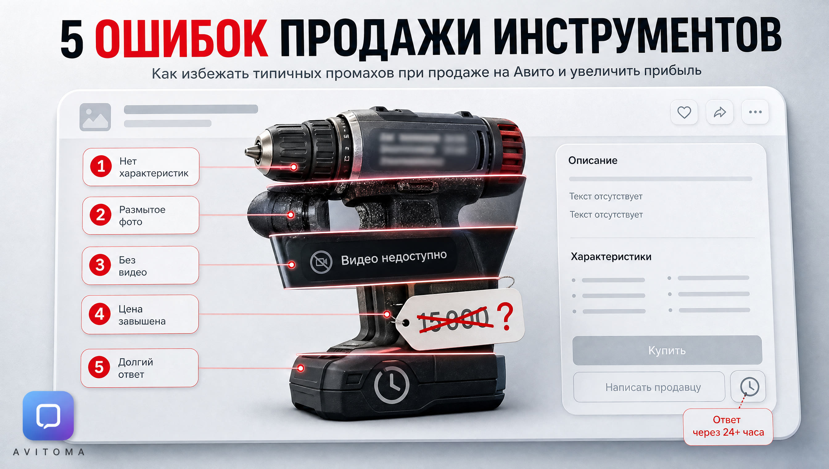 Как продать инструменты на Авито: 5 ошибок, снижающих прибыль