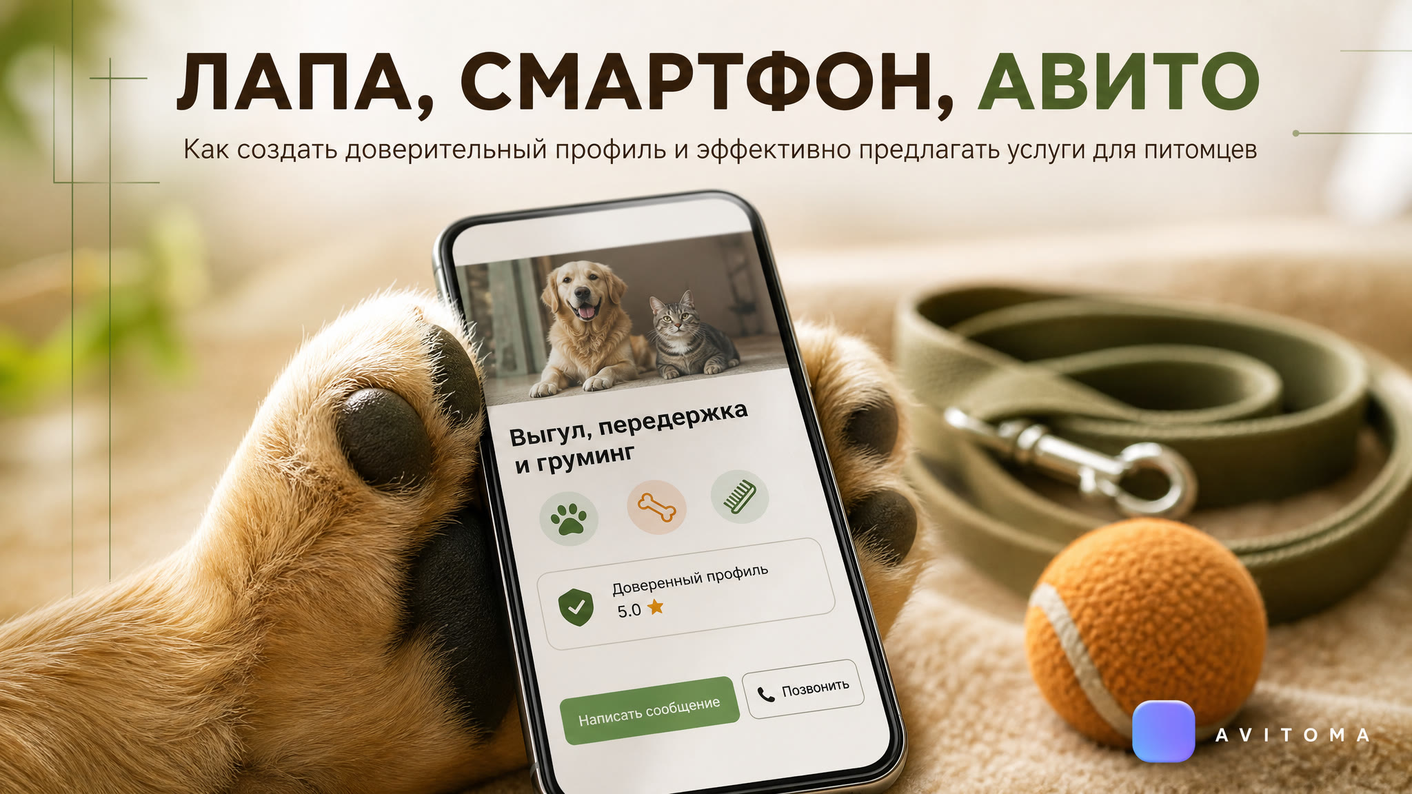 Как продавать услуги выгула и ухода за животными на Авито?