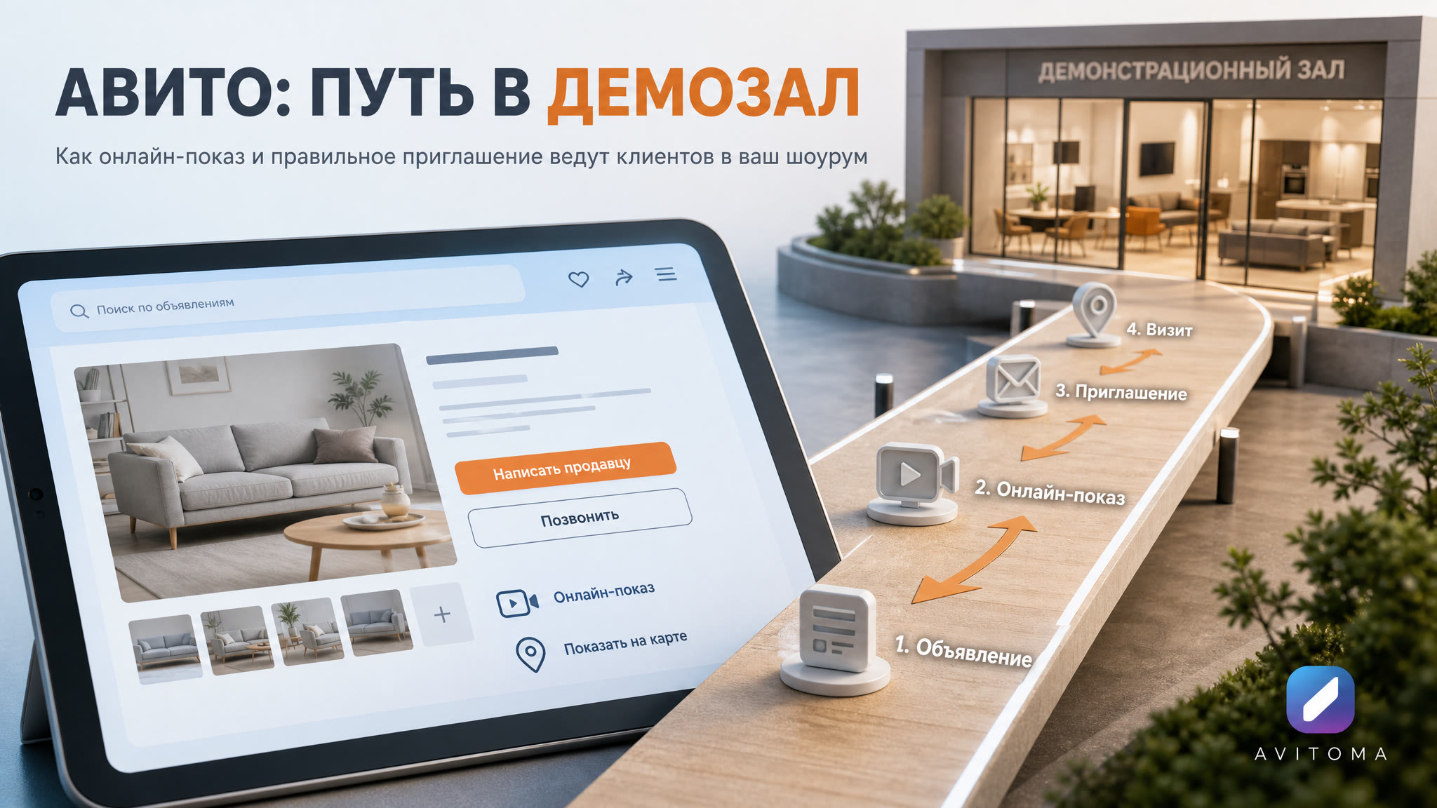 Авито: онлайн-показ и продажа через демозал