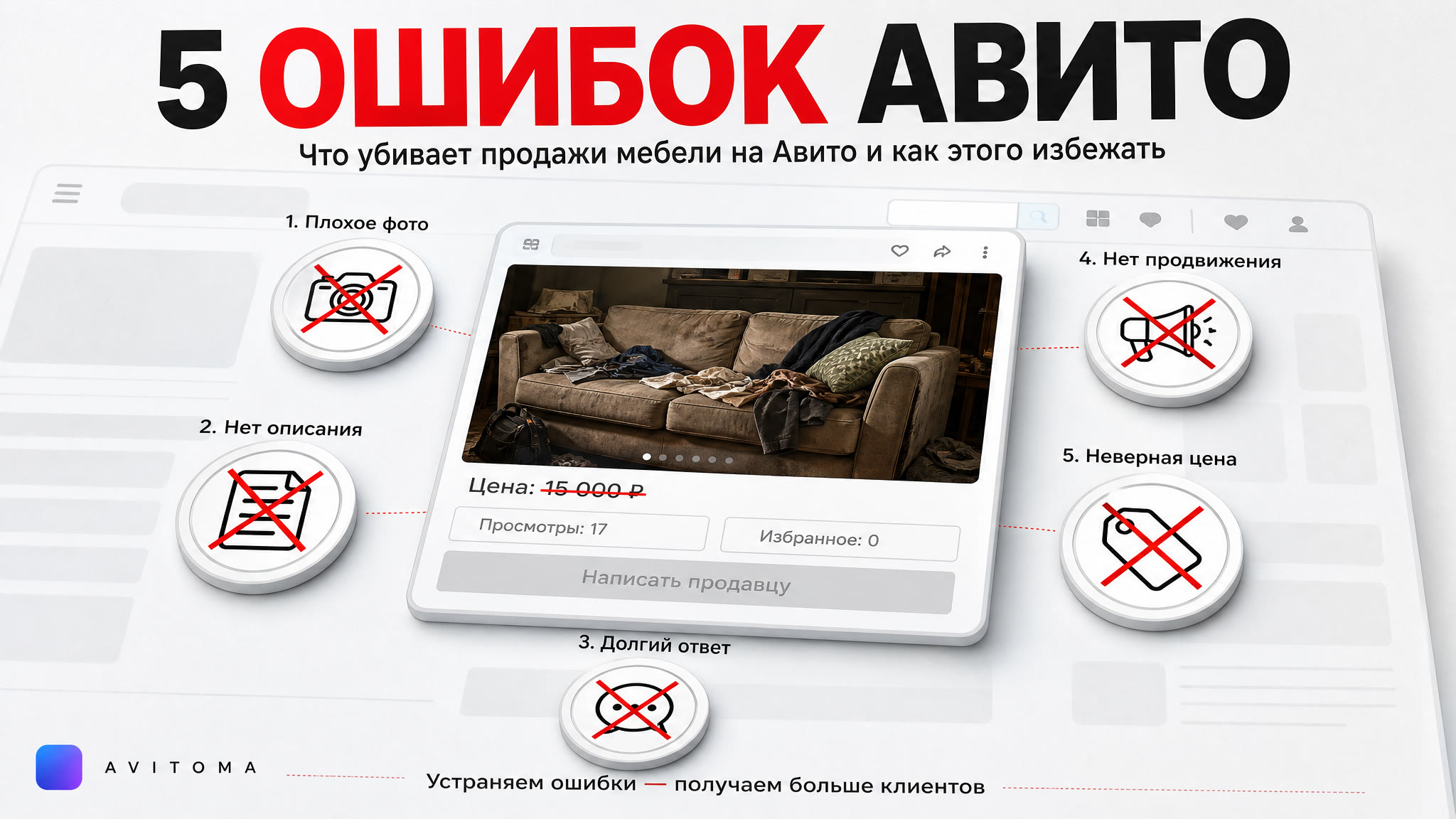 Как продавать мебель на Авито: 5 ошибок, которые убивают продажи