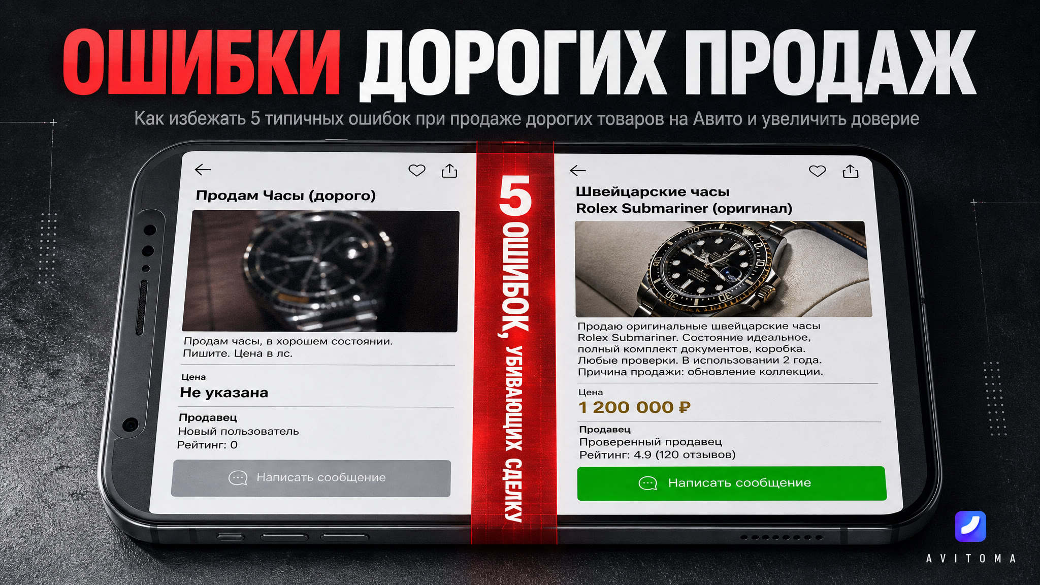 Как продавать дорогие товары на Авито: 5 ошибок, убивающих сделку