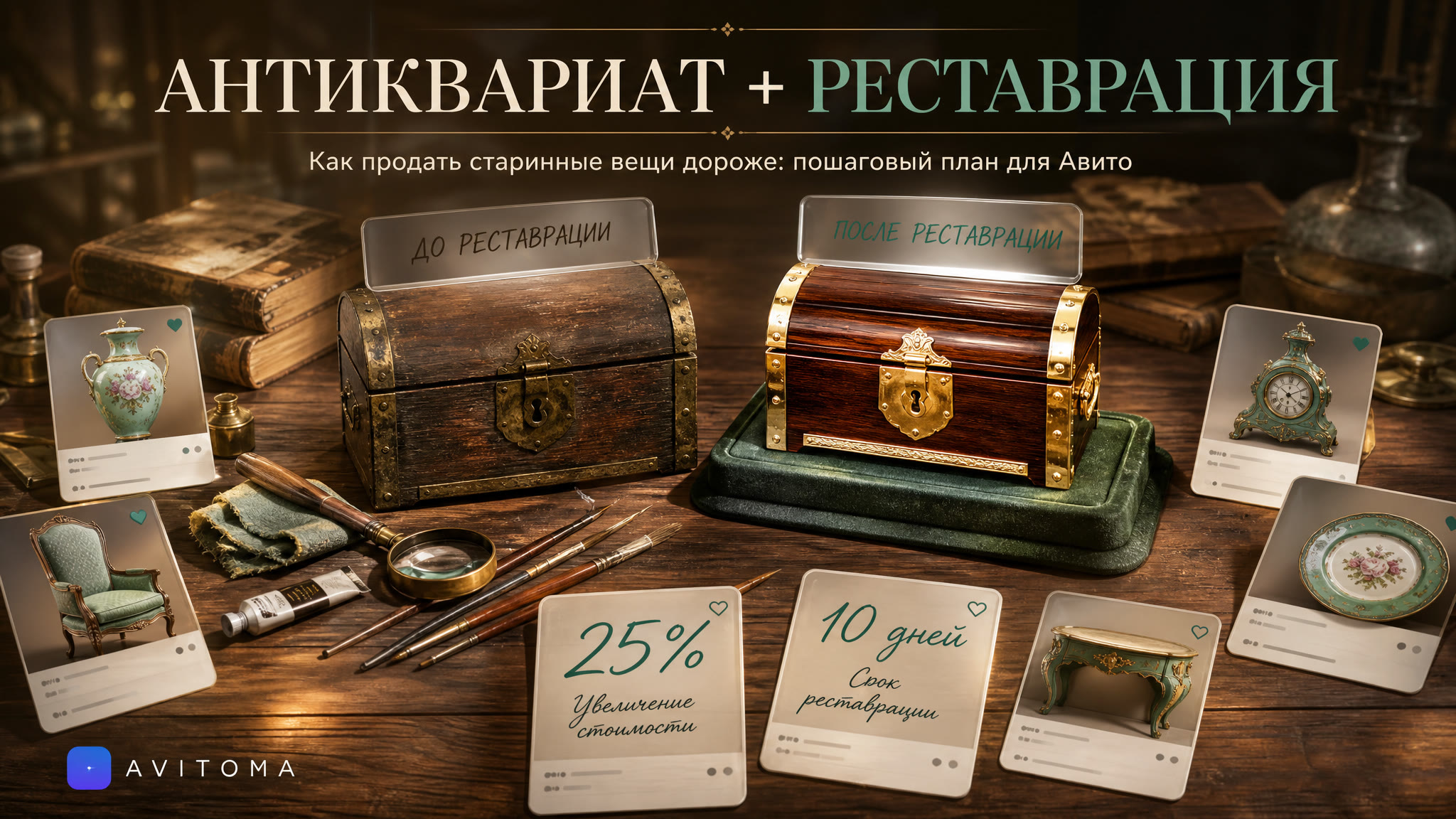 Как продавать товары с услугами реставрации на Авито