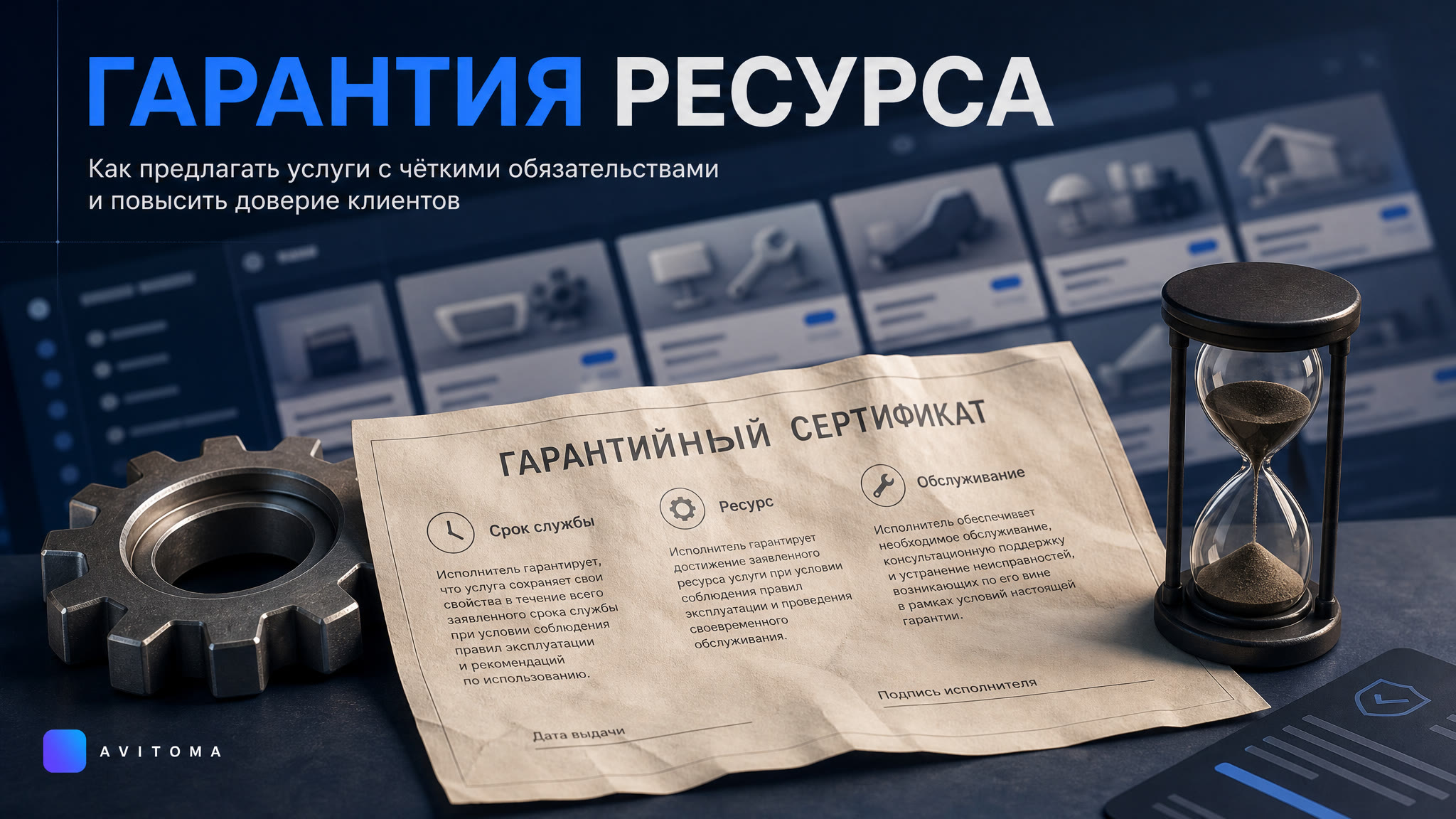 Как продавать услуги с гарантией ресурса на Авито