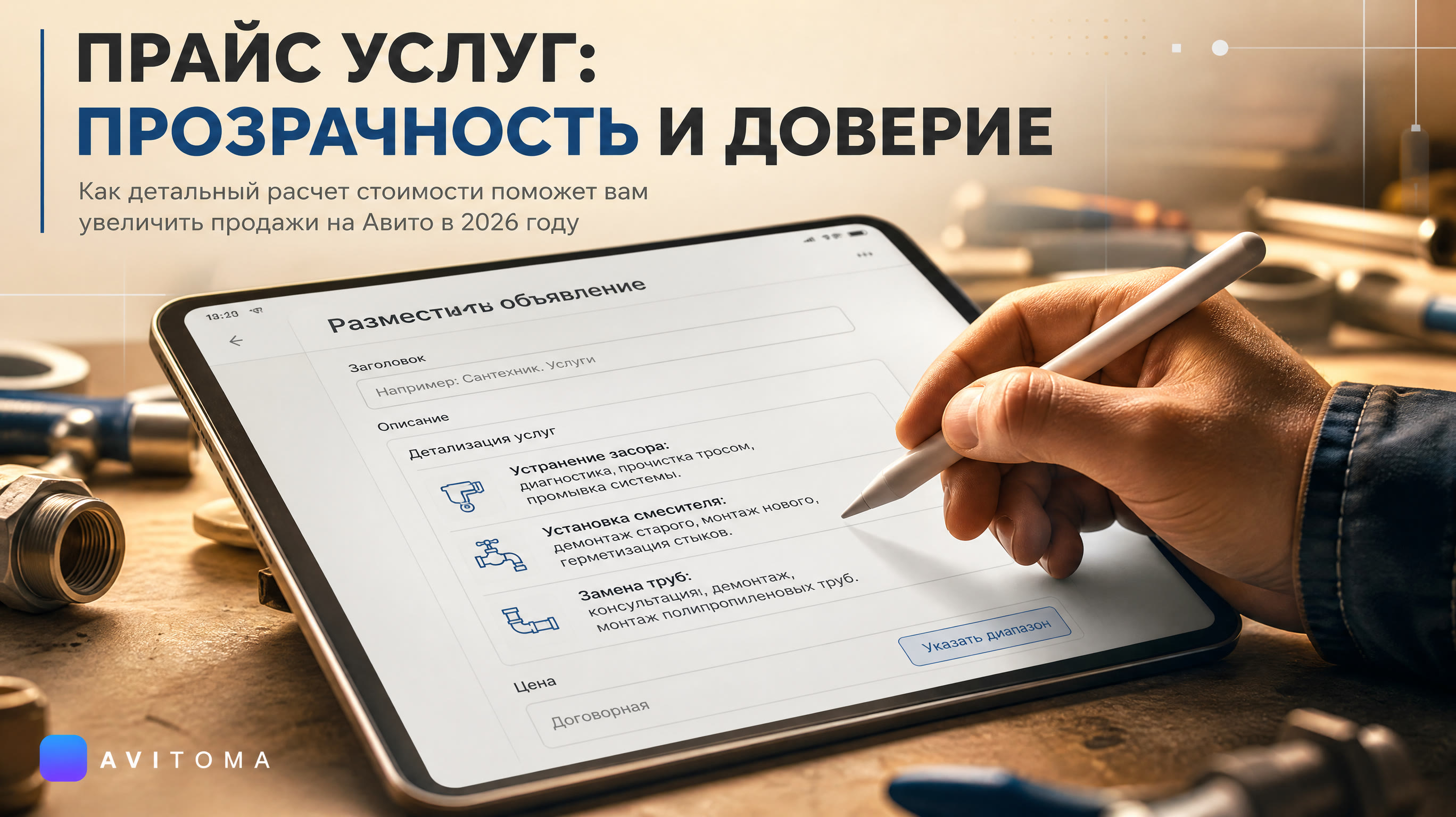 Продажа услуг на Авито: расчет цены в 2026 году