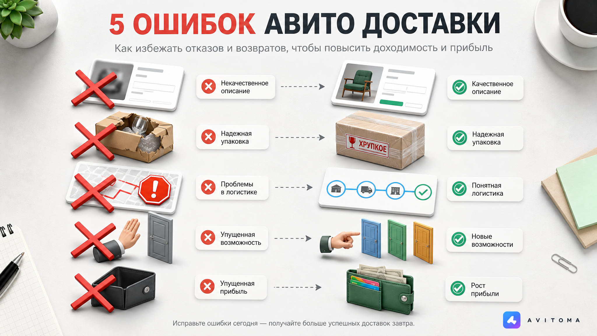 Авито Доставка: 5 ошибок, снижающих доходимость