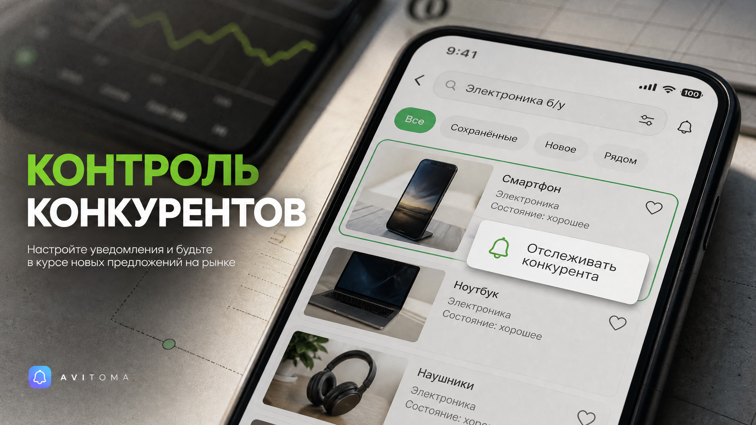 Авито: настройка уведомлений о новых объявлениях конкурентов