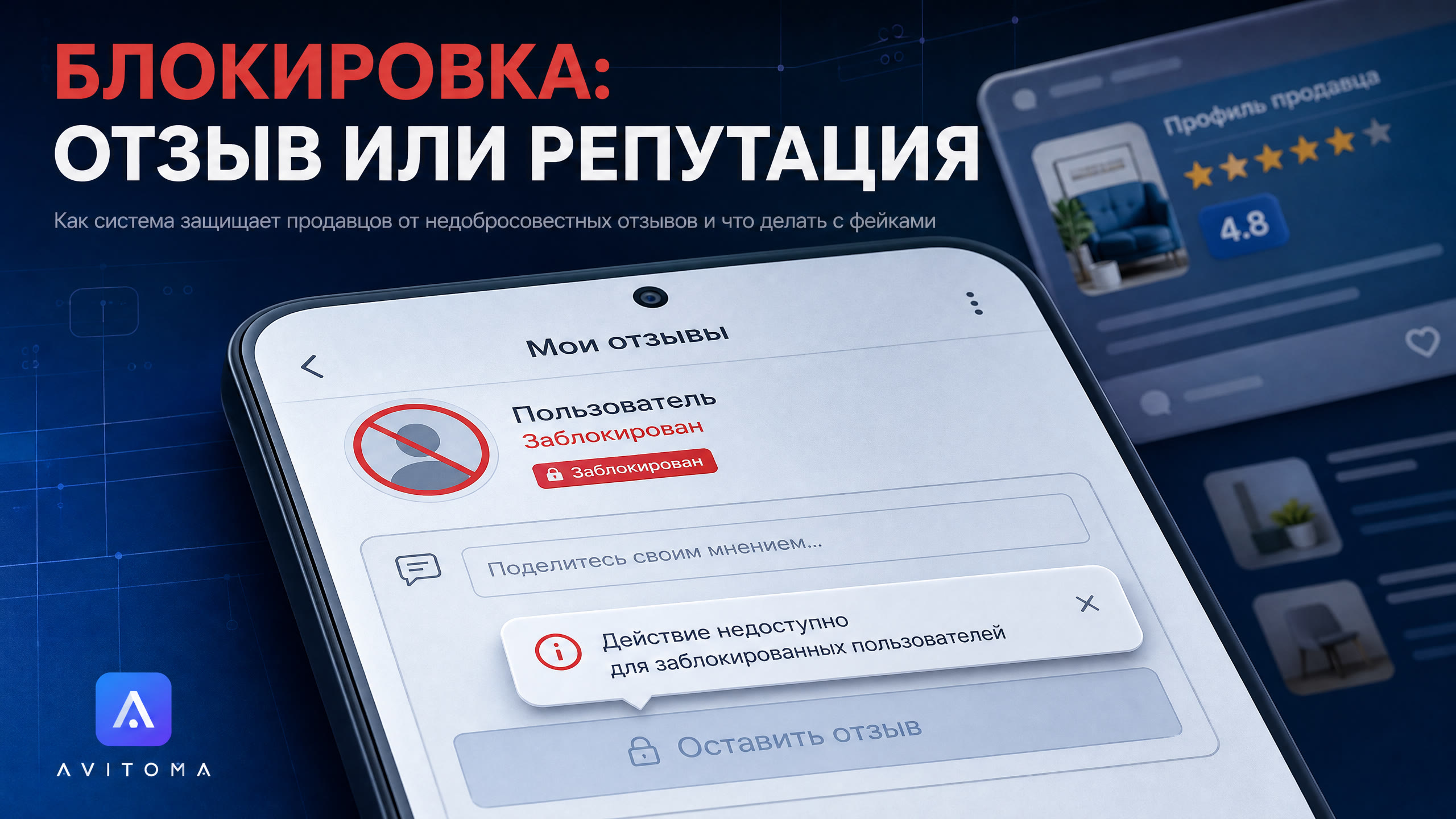 Может ли заблокированный пользователь оставить отзыв на Авито?