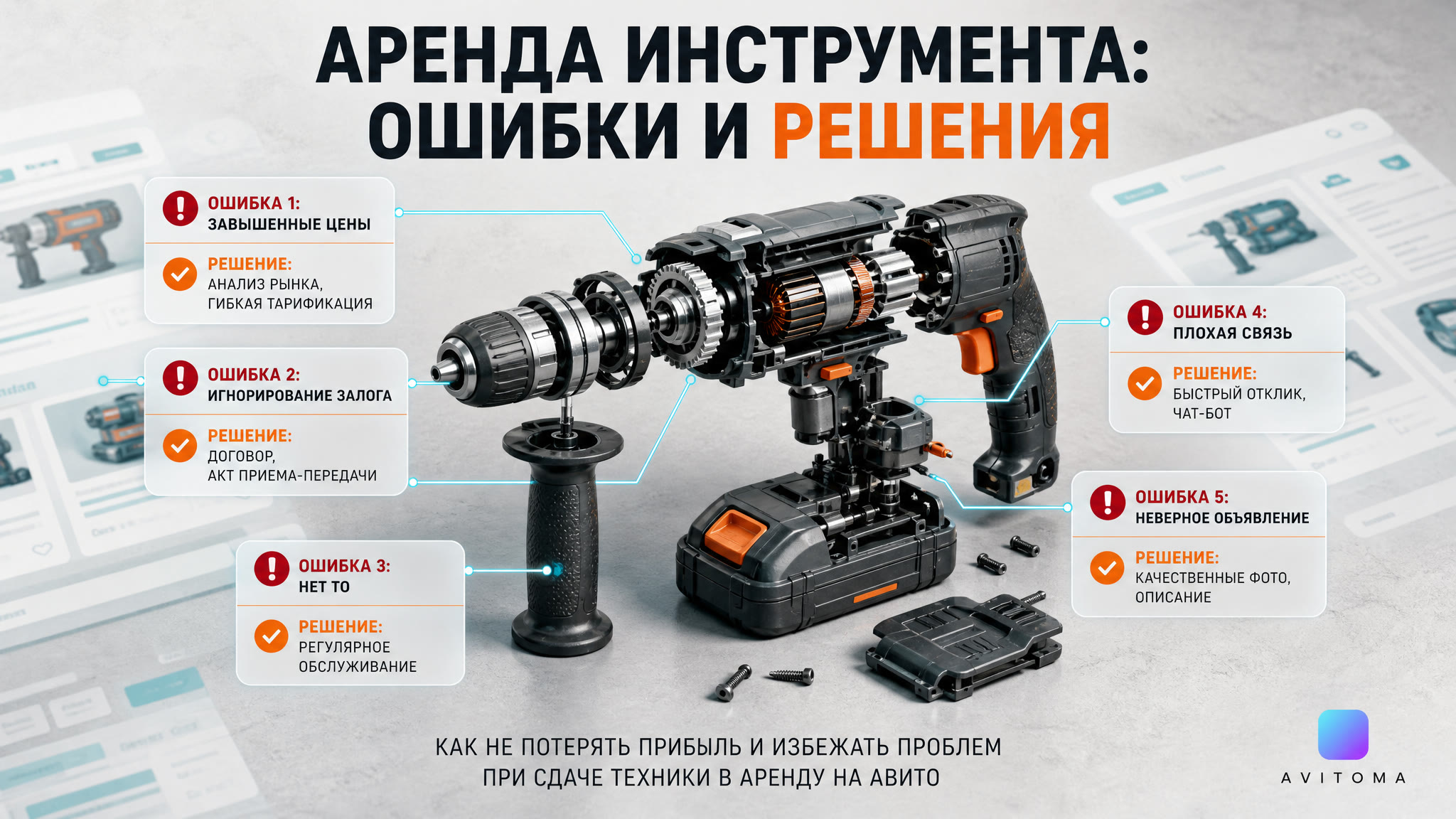 Аренда инструмента и техники на Авито: ошибки и решения
