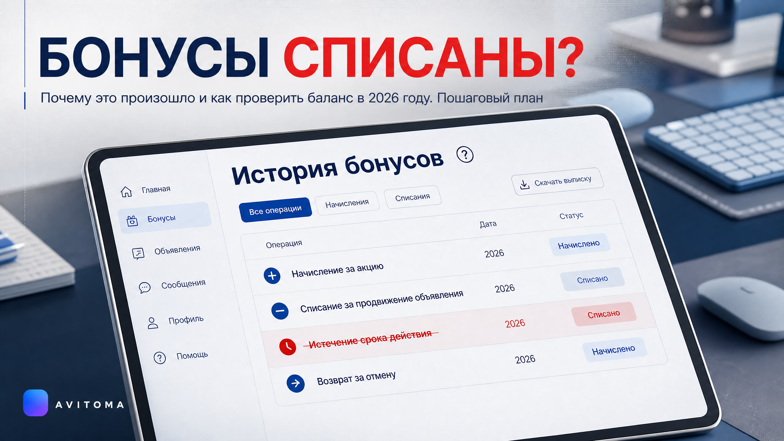 Почему списались бонусы на Авито и как это проверить в 2026 году