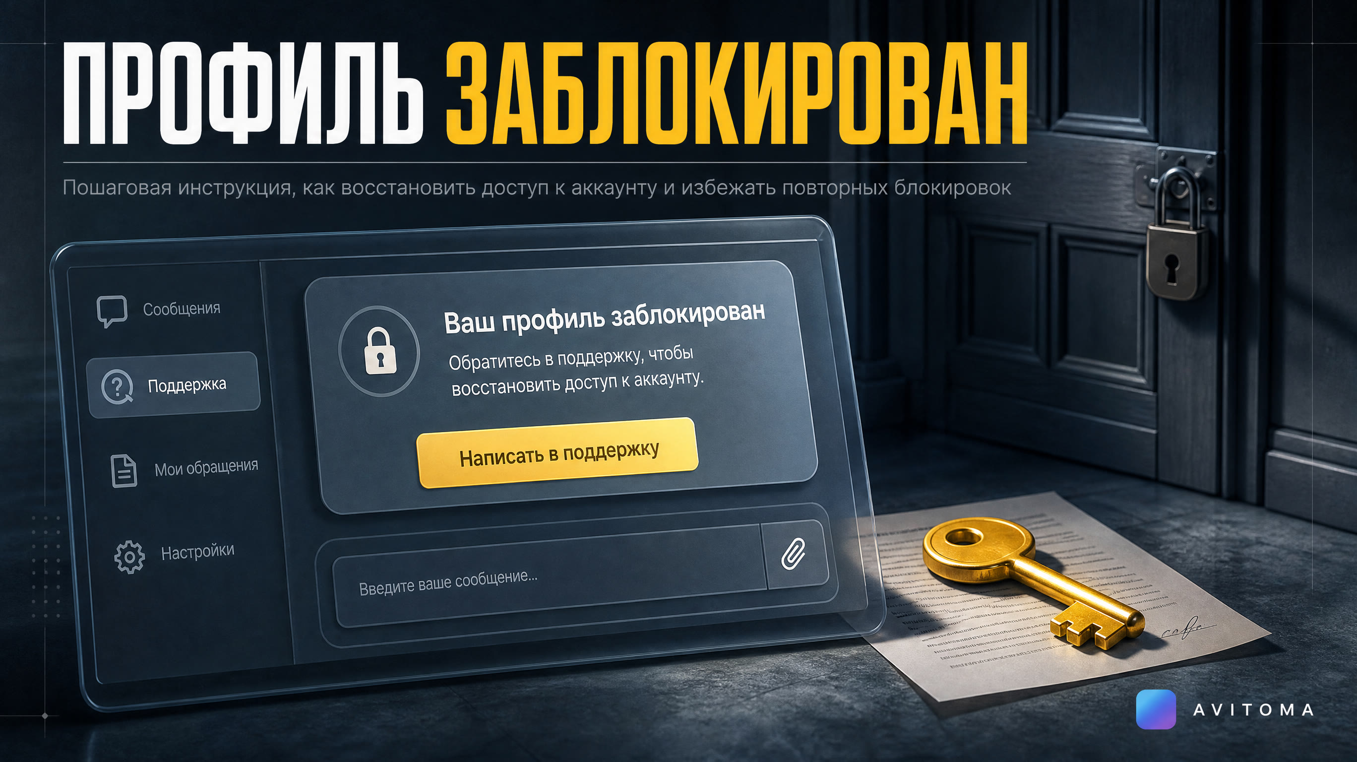 Блокировка профиля Авито: как написать в поддержку