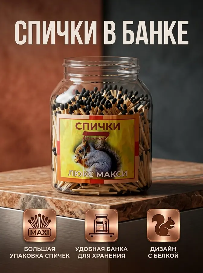 Спички в банке — AI-карточка для Авито