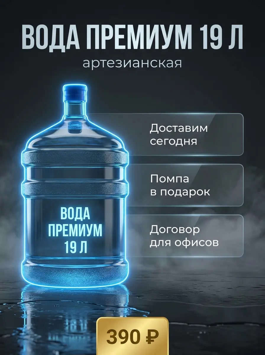 AI-карточка для Авито: Вода — тёмный премиум
