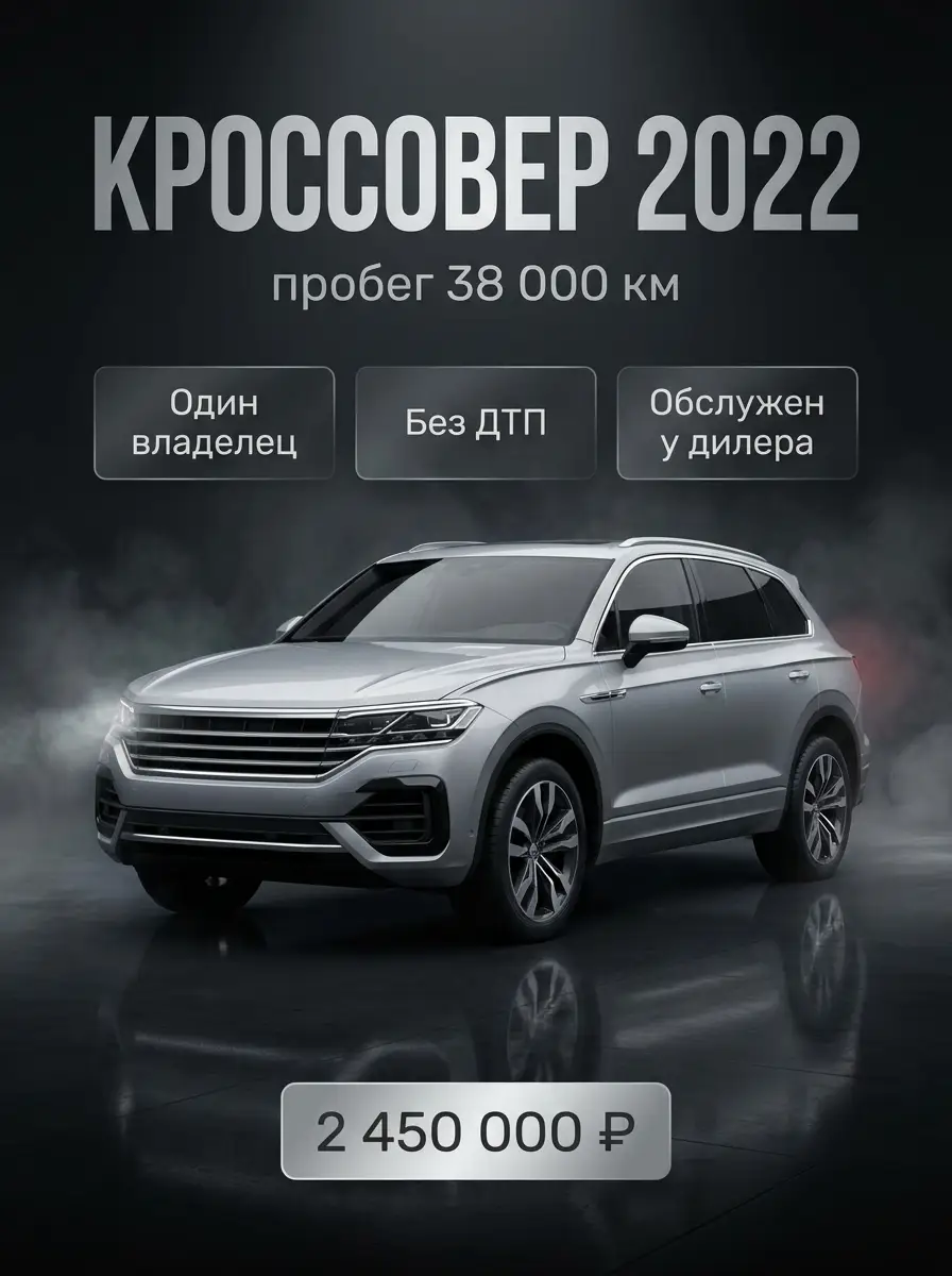AI-карточка для Авито: Продажа — тёмная студия