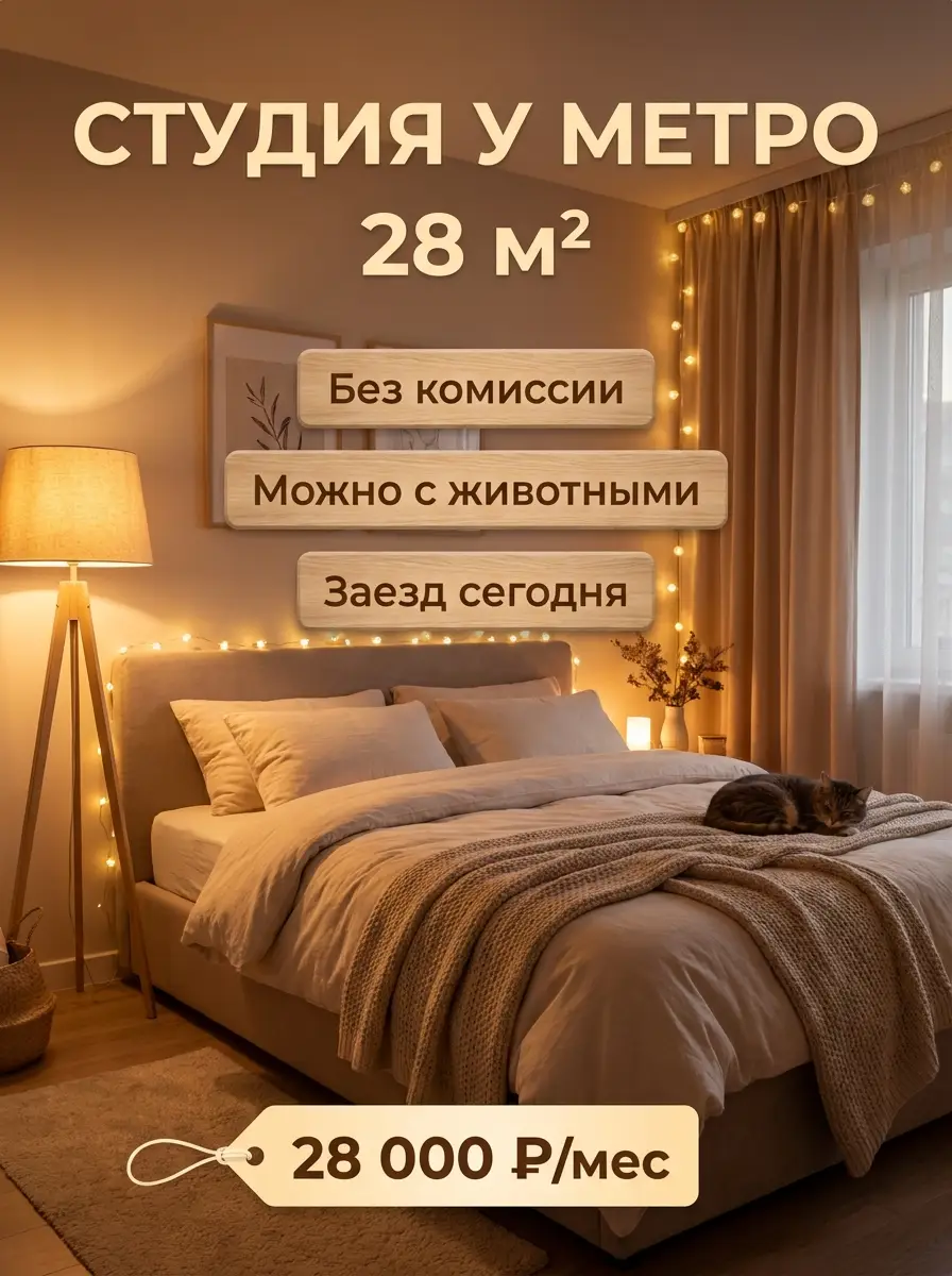 AI-карточка для Авито: Аренда — тёплый уют