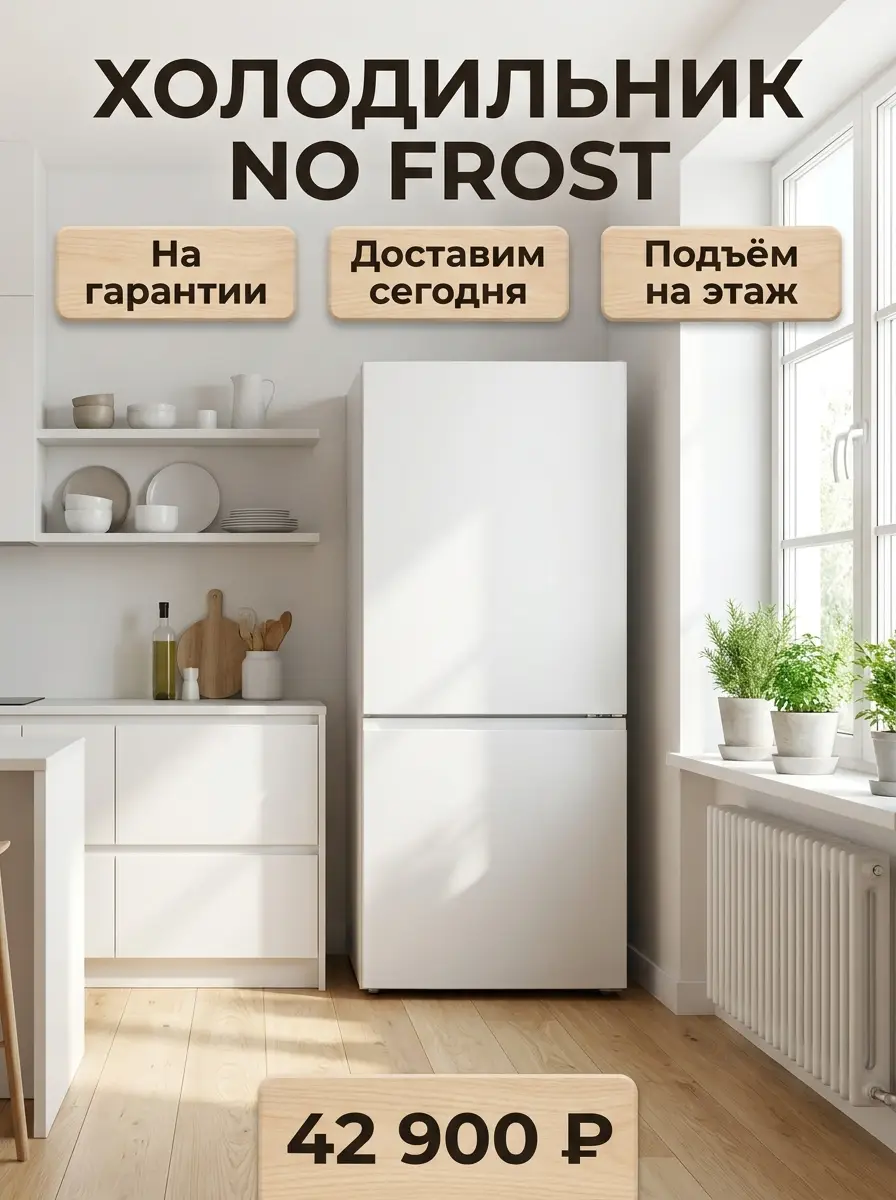 AI-карточка для Авито: Холодильник — скандинавский