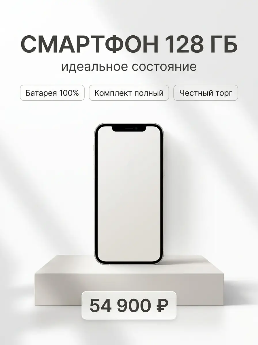 AI-карточка для Авито: Смартфон — светлый минимализм