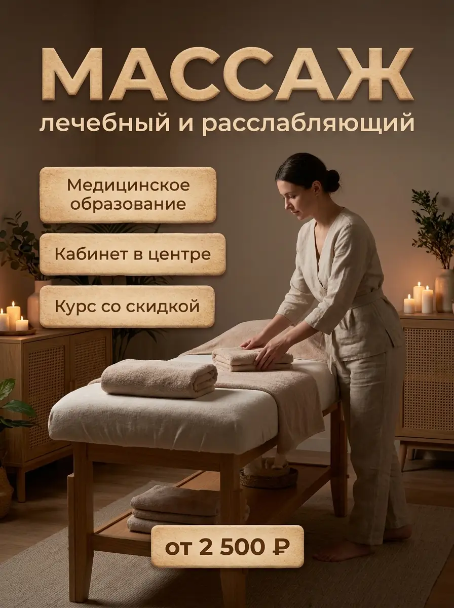 AI-карточка для Авито: Массаж — спа-кабинет