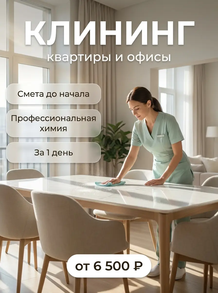 AI-карточка для Авито: Клининг — солнечная квартира