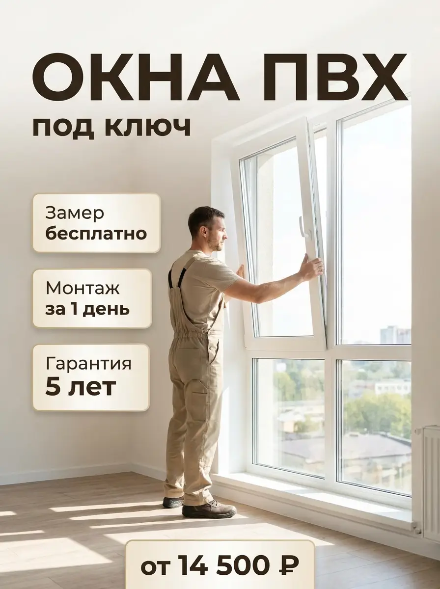 AI-карточка для Авито: Окна ПВХ — монтаж
