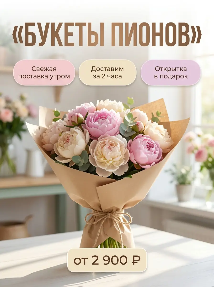 AI-карточка для Авито: Цветы — пастельная эстетика