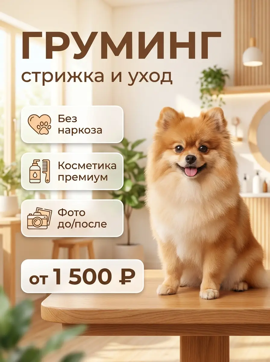 AI-карточка для Авито: Груминг — зоосалон