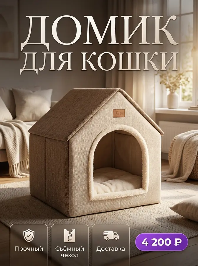 AI-карточка для Авито: Домик для кошки — уютная комната